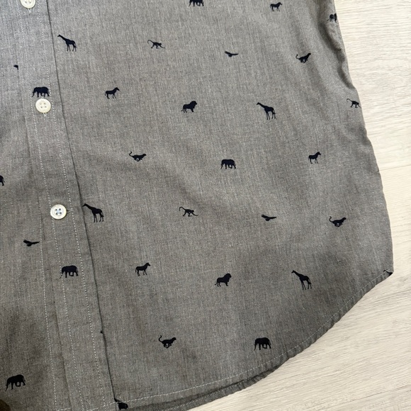 Banana Republic Luxe Poplin Slim Fit L Gray Safari Patterned Casual Shirt - Picture 5 of 17